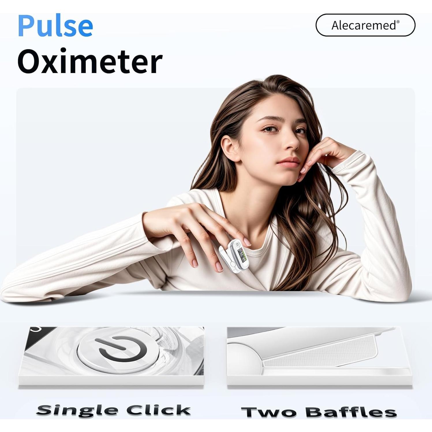 Oxímetro de Pulso Alecaremed YM301 con Pantalla TFT y Memoria