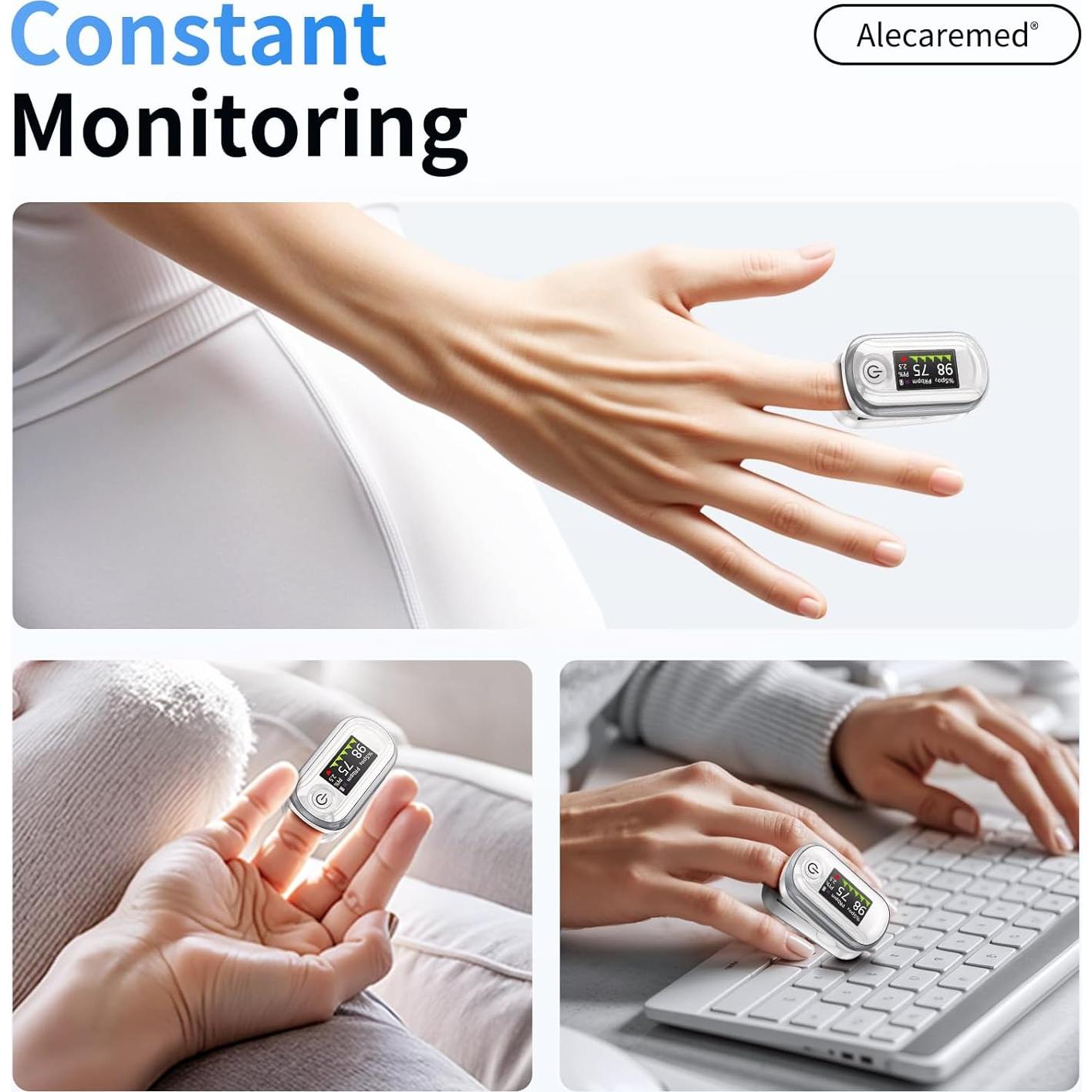 Oxímetro de Pulso Alecaremed YM301 con Pantalla TFT y Memoria