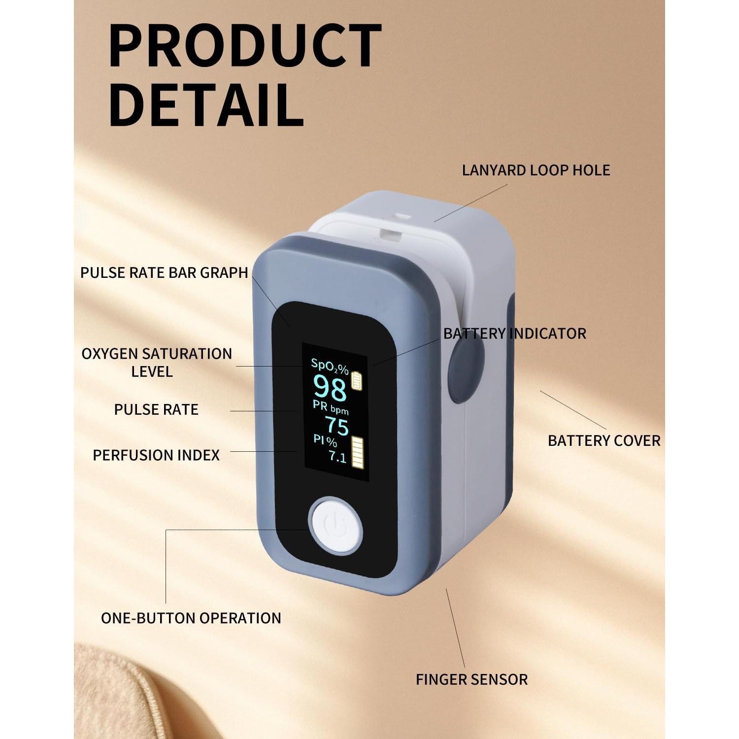 Oxímetro de Pulso AFHEALTHPI con Pantalla OLED - Medición Rápida