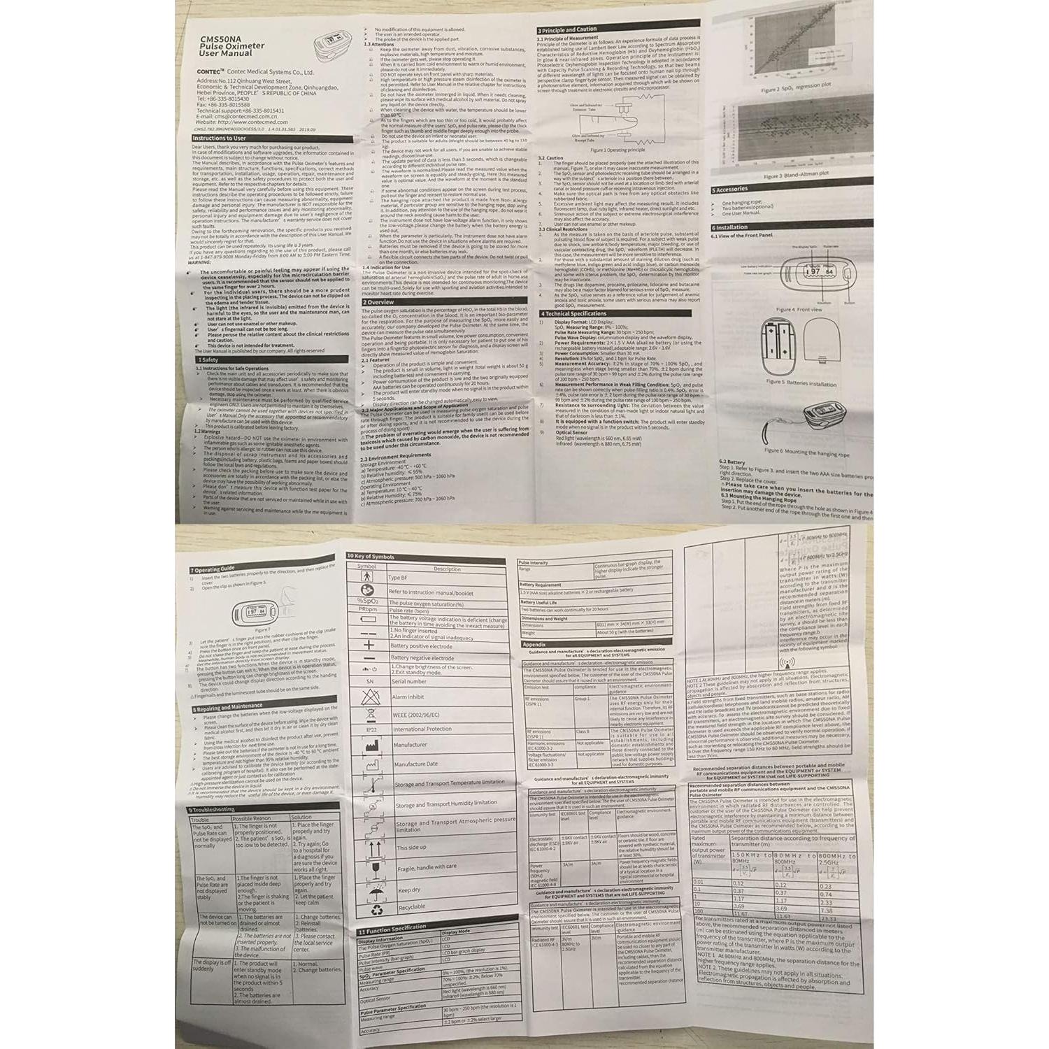 Oxímetro de Pulso CONTEC CMS50NA con Cuerda de Cuello, Negro