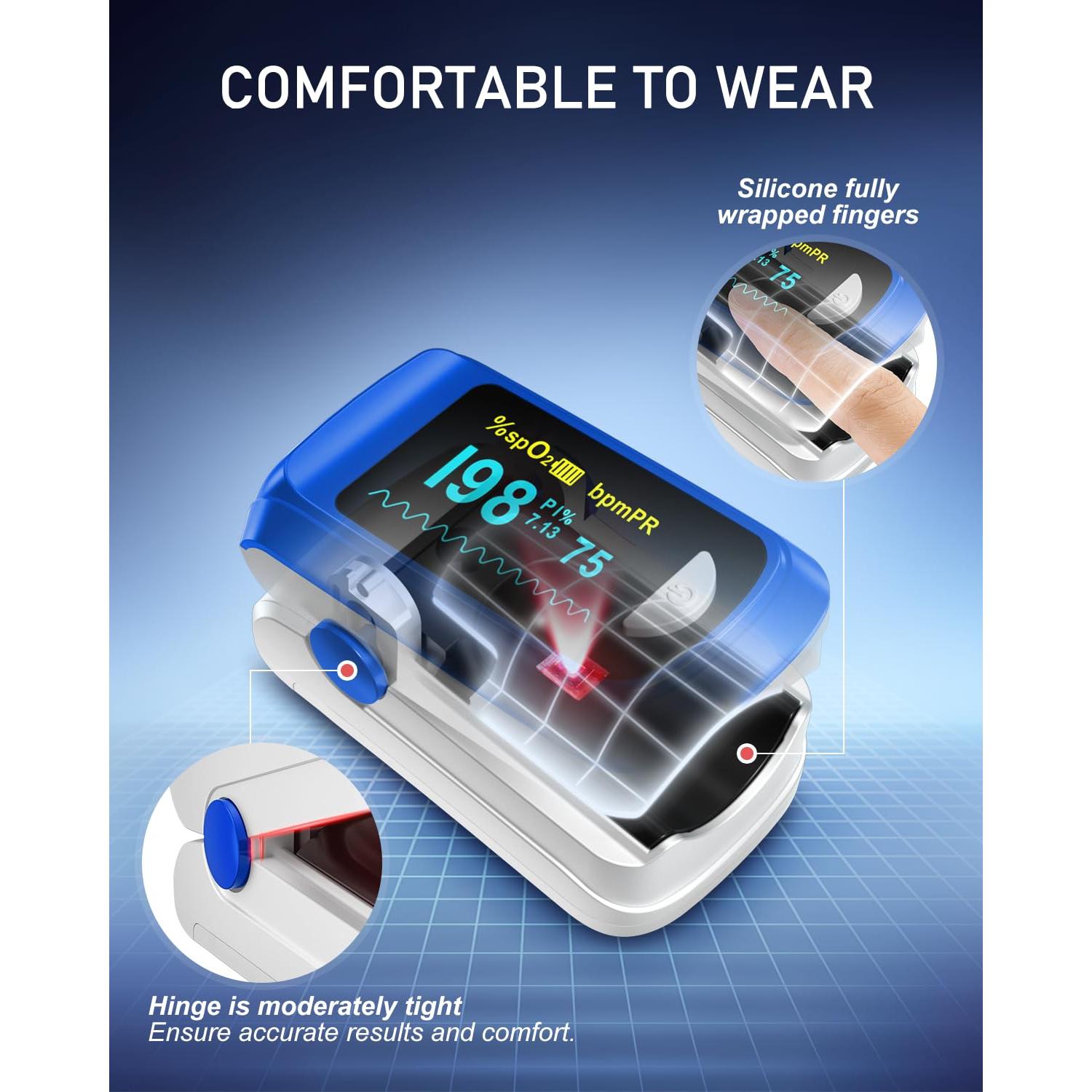 Oxímetro de Pulso MugaTree de Dedo SpO2 y Frecuencia Cardíaca