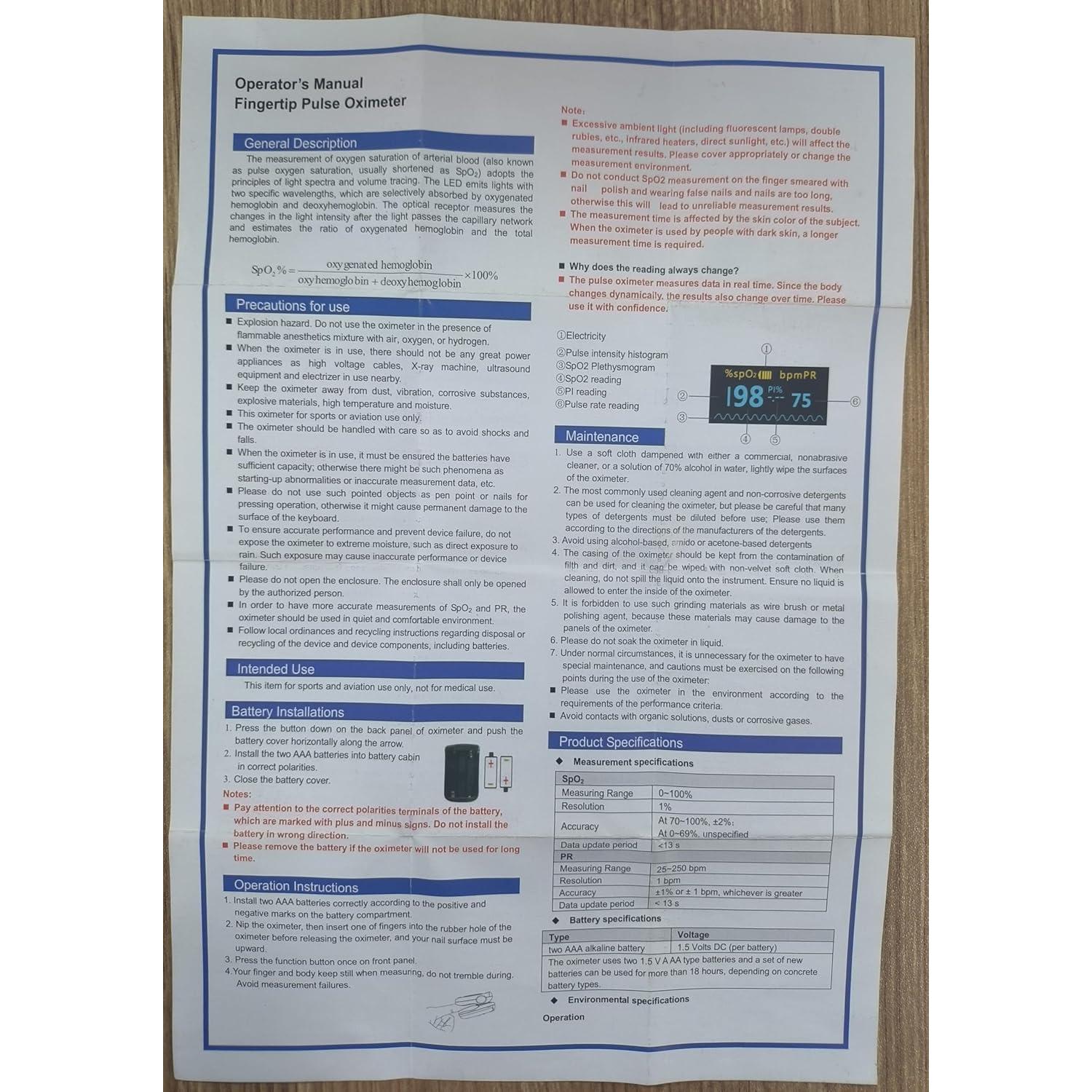Oxímetro de Pulso MugaTree de Dedo SpO2 y Frecuencia Cardíaca