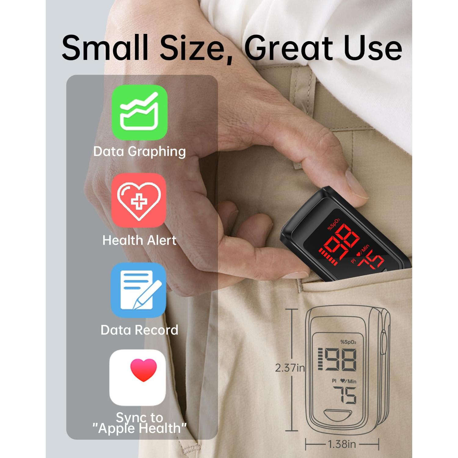 Oxímetro de Pulso Bluetooth HOLFENRY - Medición SpO2 y Tasa de Pulso