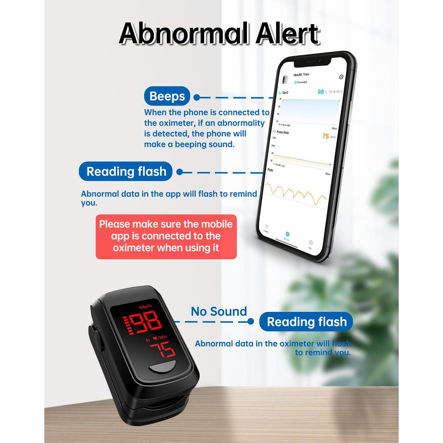 Oxímetro de Pulso Bluetooth HOLFENRY - Medición SpO2 y Tasa de Pulso