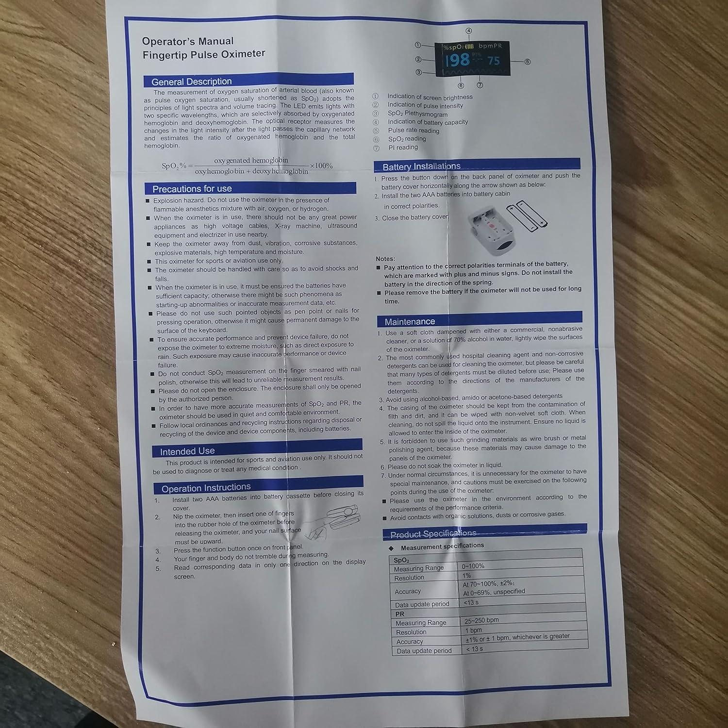 Oxímetro de Pulso Bluetooth HOLFENRY - Medición SpO2 y Tasa de Pulso