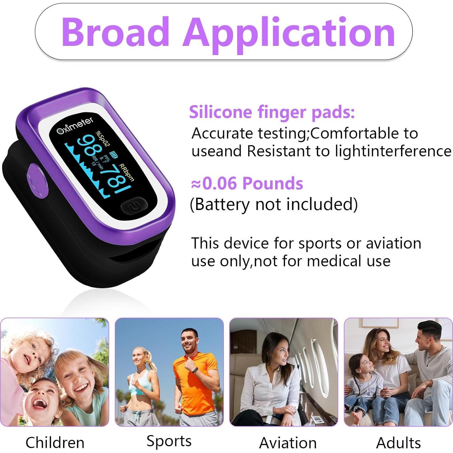 Oxímetro de Pulso Manhero Negro Púrpura con Tasa de Respiración