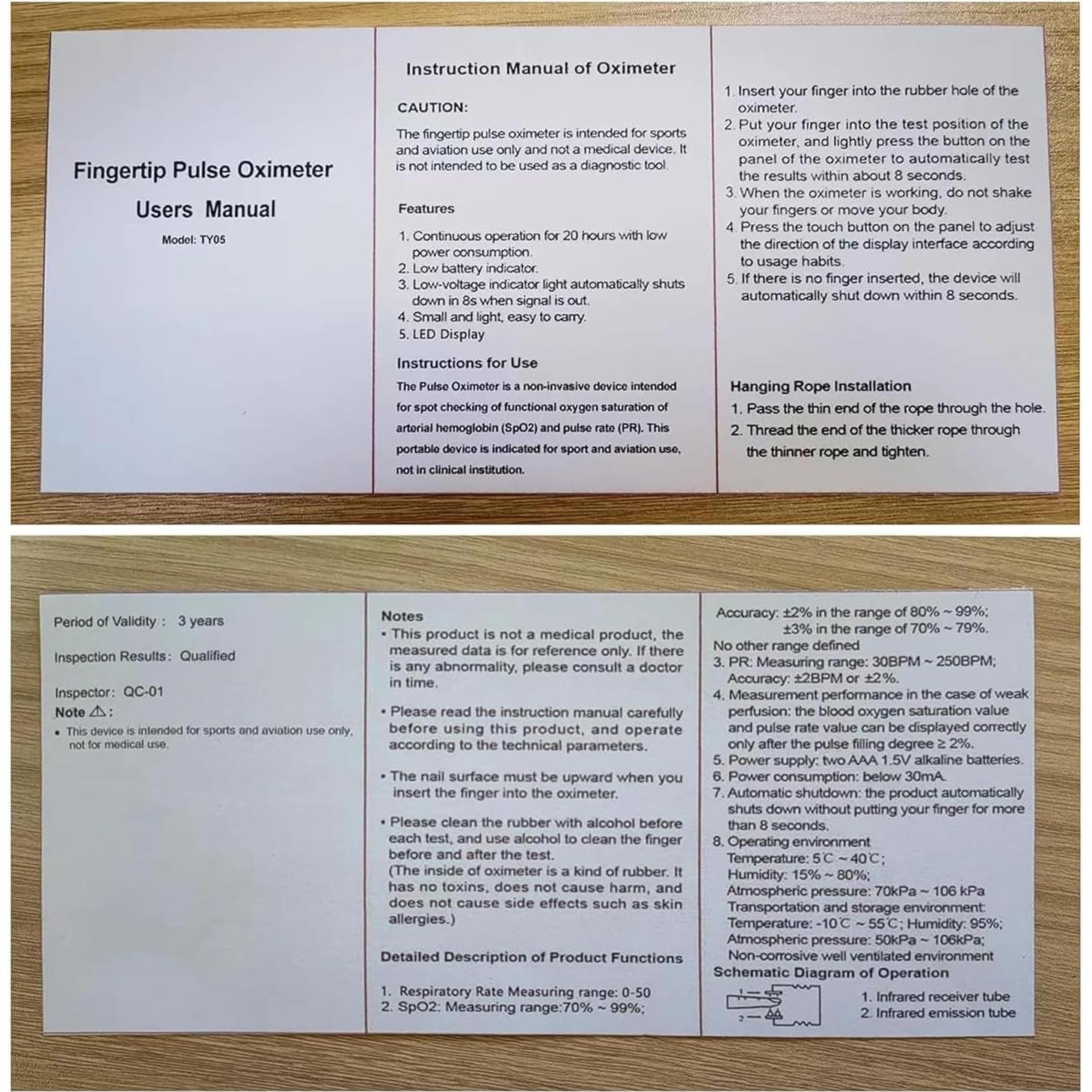 Oxímetro de Pulso Manhero Negro Púrpura con Tasa de Respiración