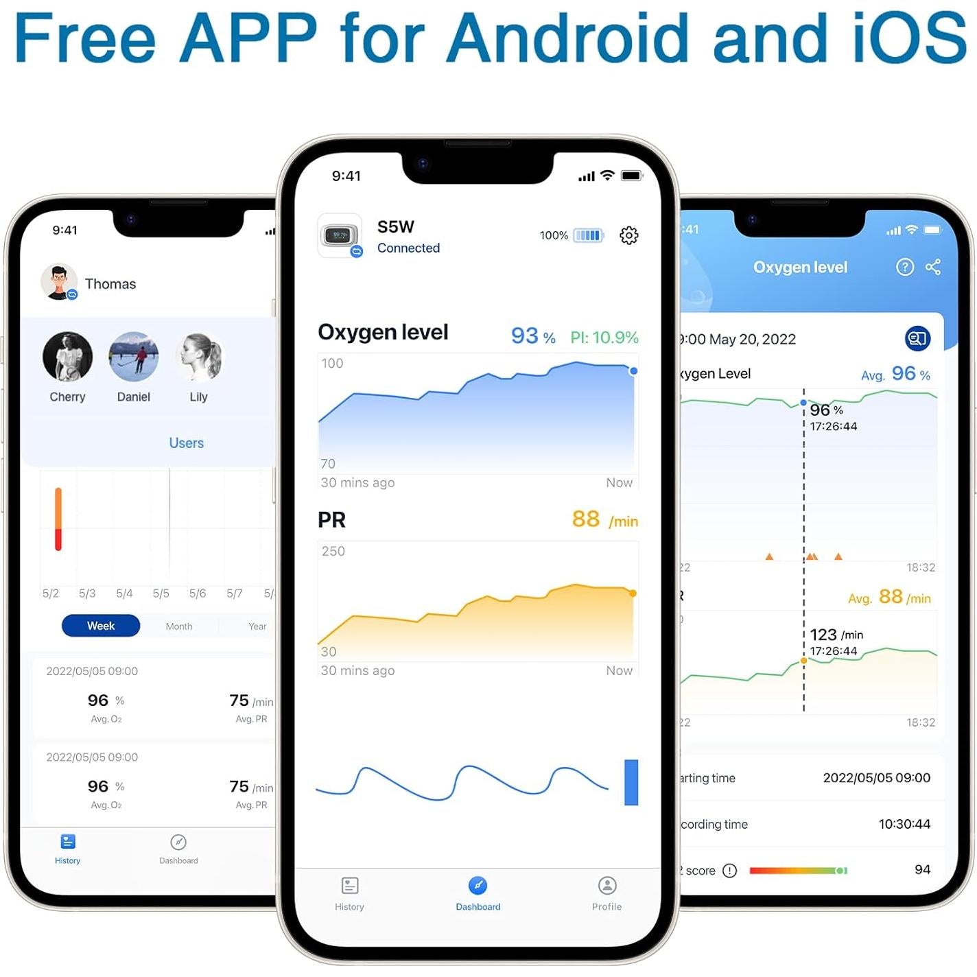 Oxímetro de Pulso Bluetooth Vibeat con APP, Medidor de O2