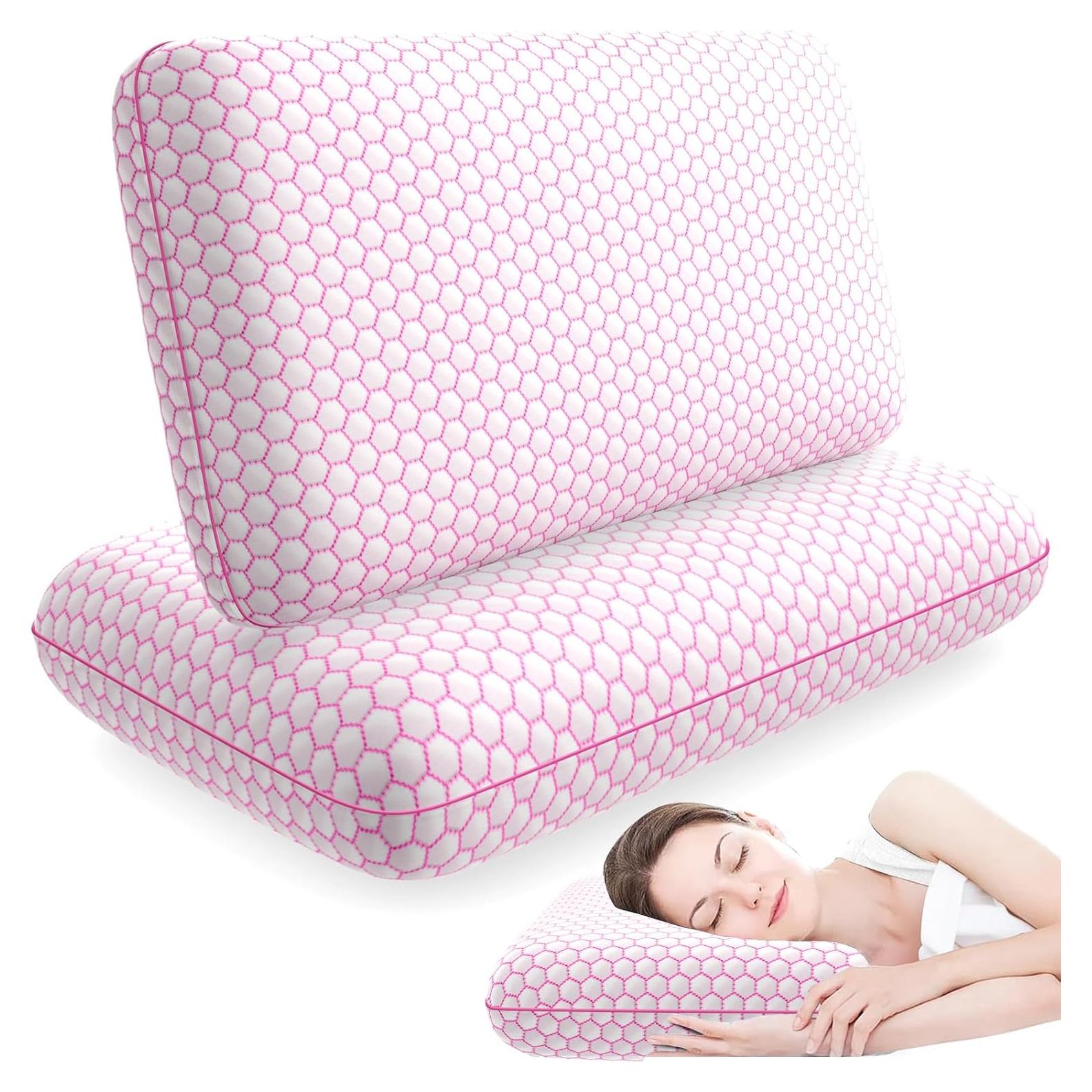 Juego de 2 Almohadas Viscoelásticas CushyOasis Estándar Rosa