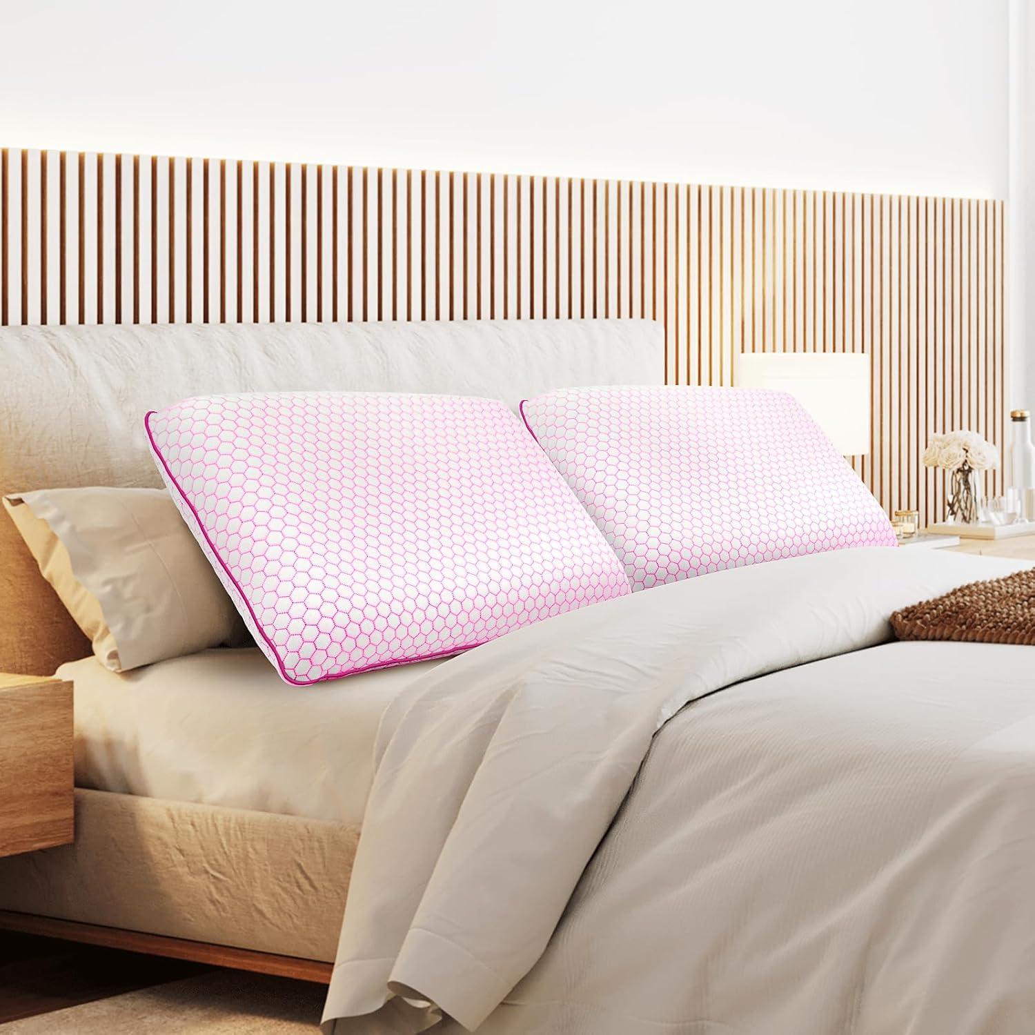 Juego de 2 Almohadas Viscoelásticas CushyOasis Estándar Rosa