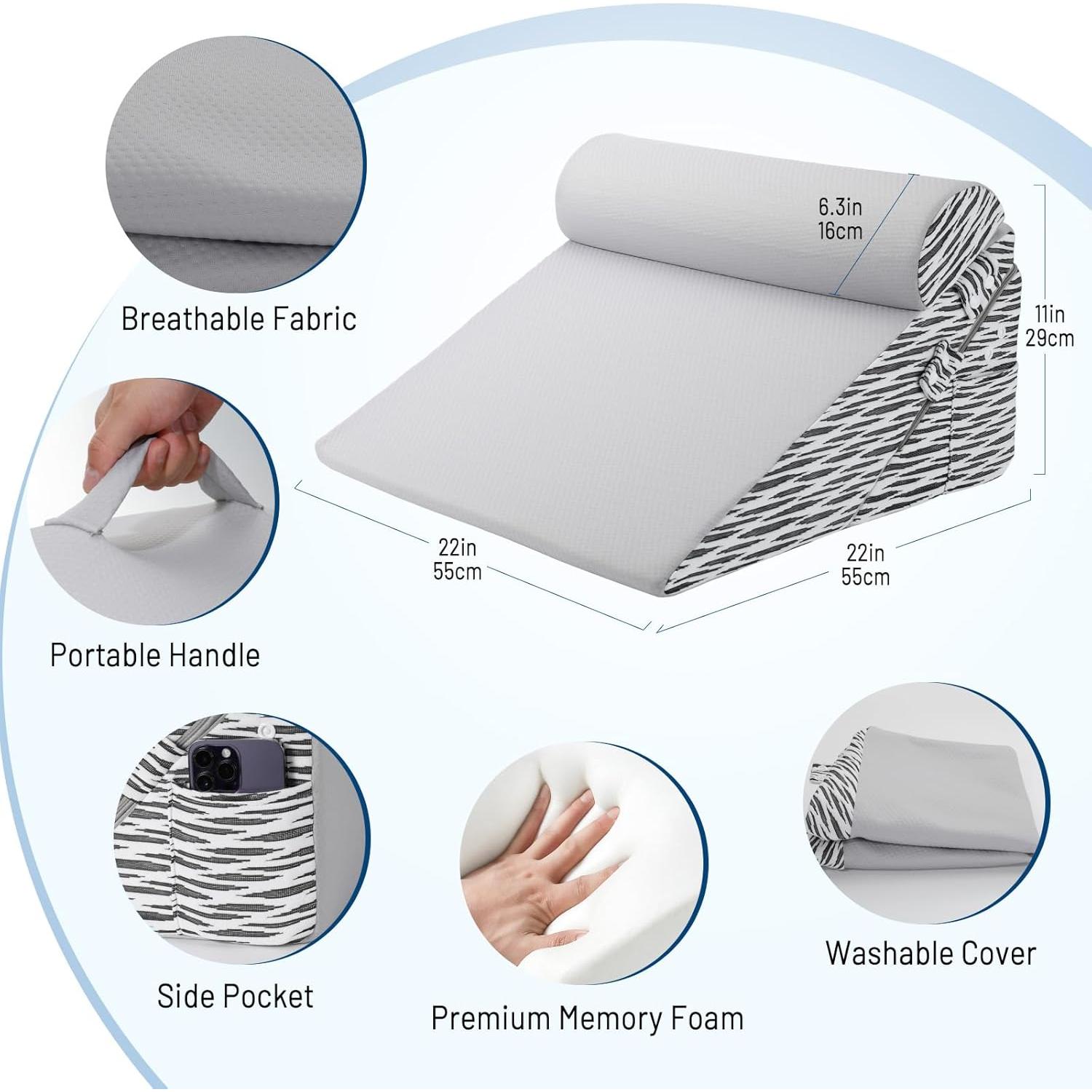 Cojín en Cuña Ajustable Lewondr para Alivio de Reflujo y Dolor