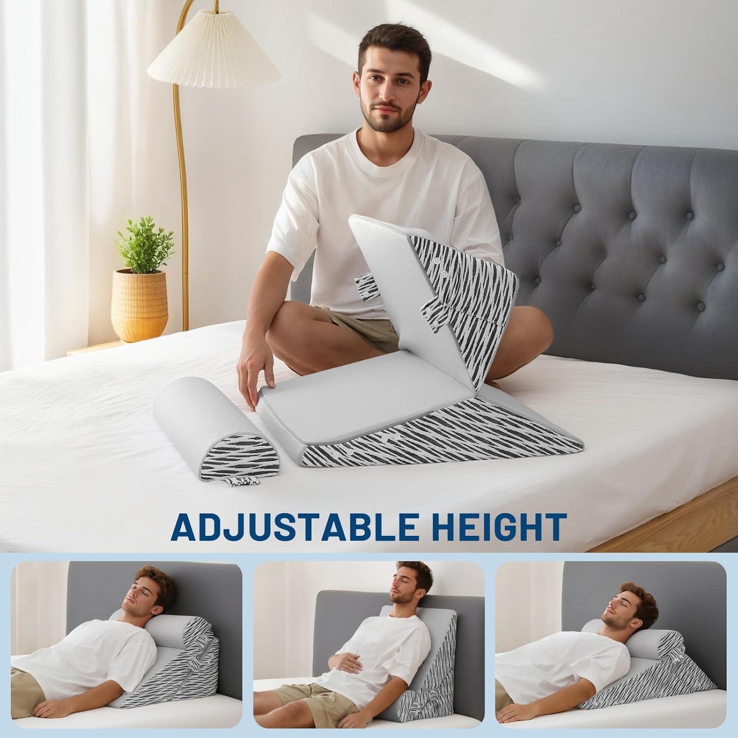 Cojín en Cuña Ajustable Lewondr para Alivio de Reflujo y Dolor