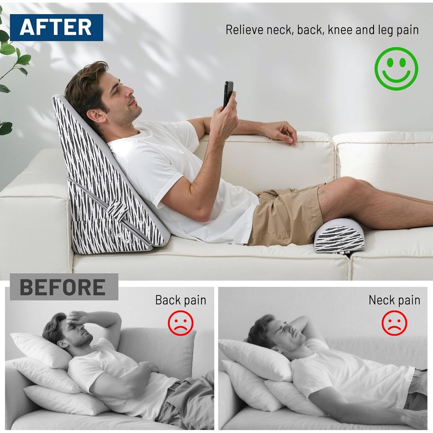 Cojín en Cuña Ajustable Lewondr para Alivio de Reflujo y Dolor