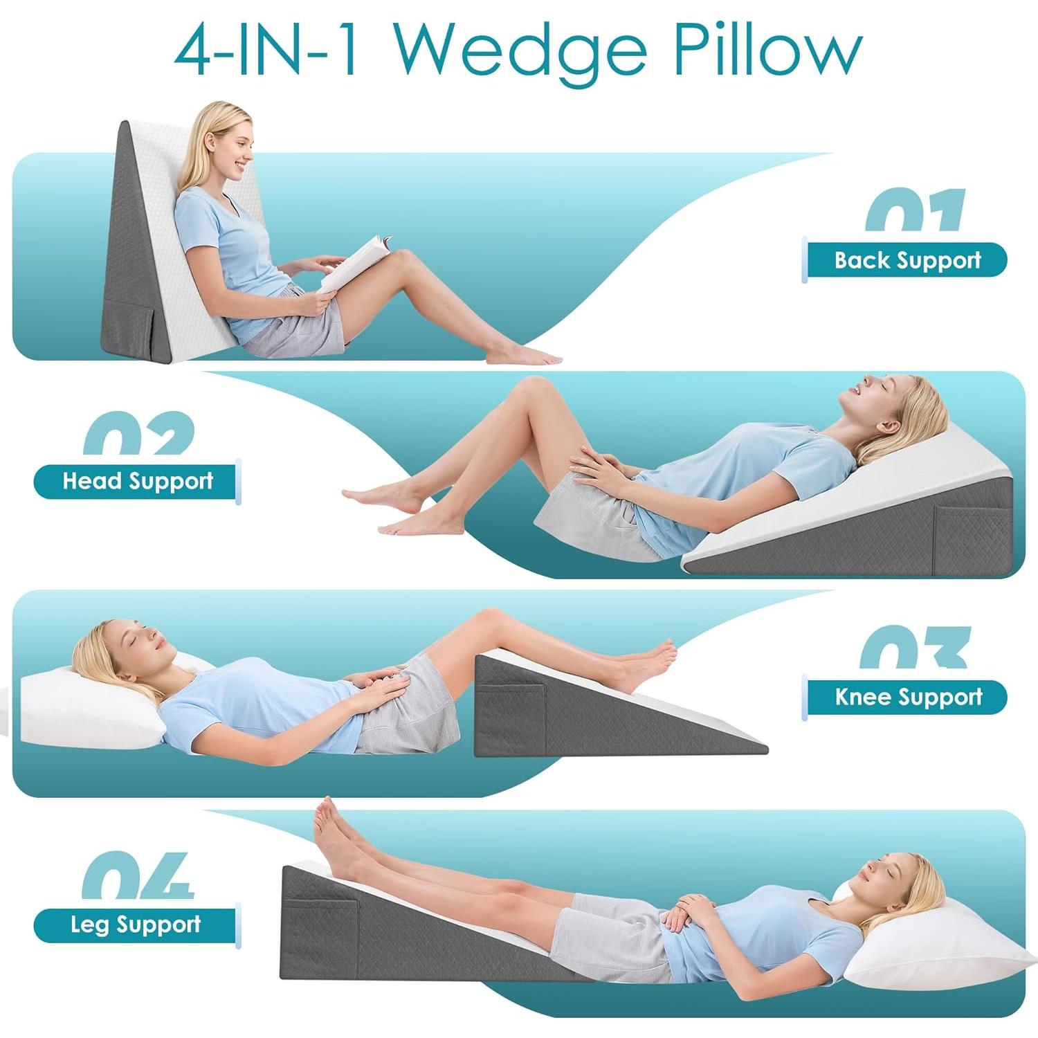 Cojín en Cuña DiffPacky 61x61x25.4 cm Espuma Viscoelástica