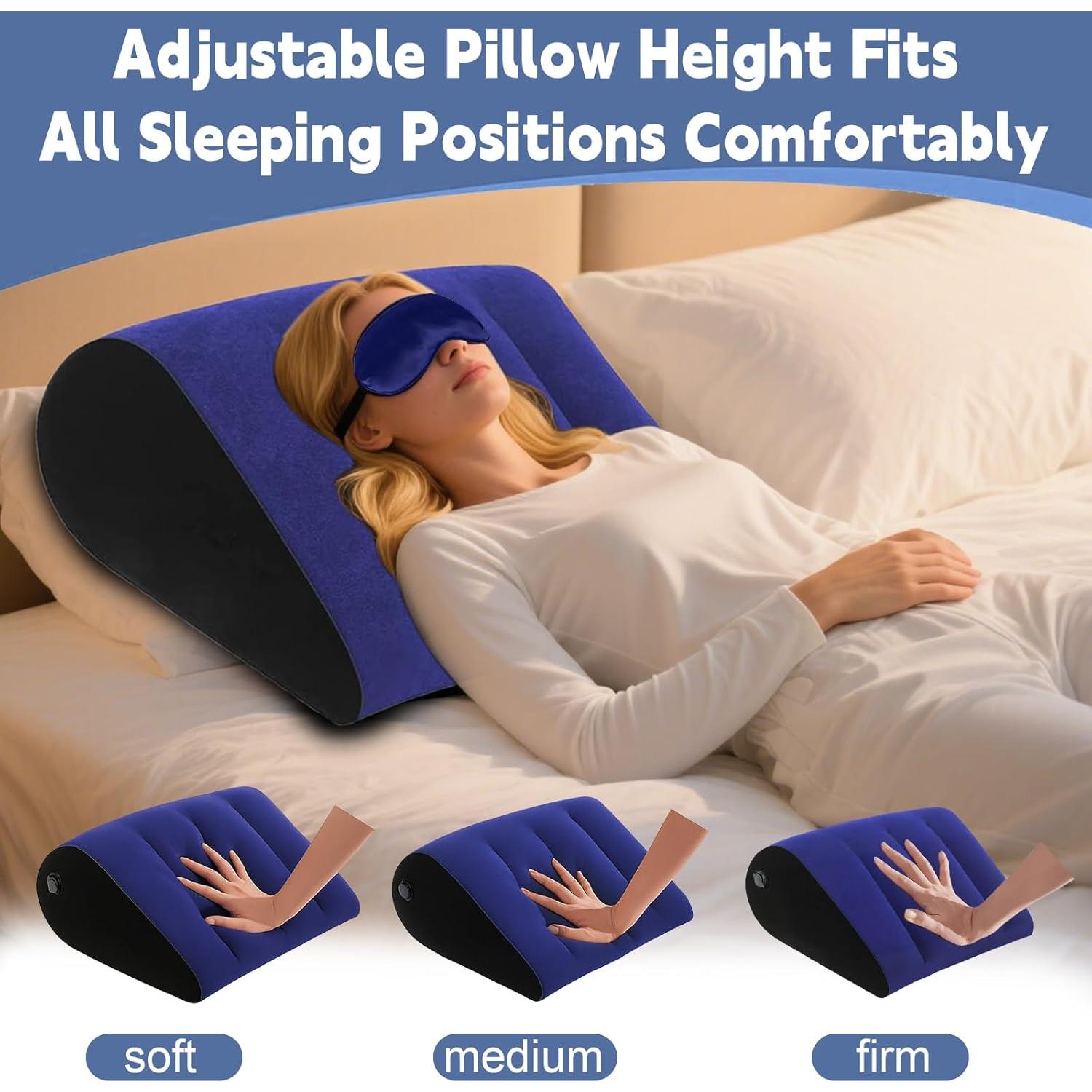Almohada Inflable en Forma de Cuña LaClover - Azul, Compacta y Ajustable