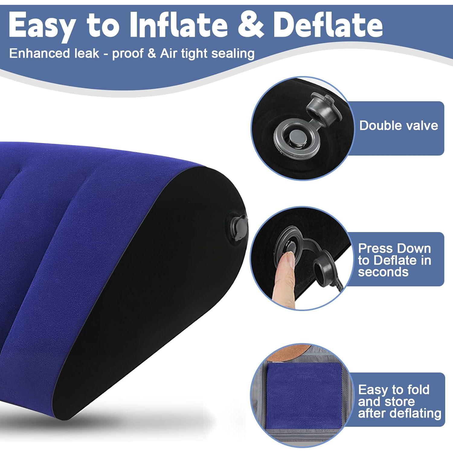 Almohada Inflable en Forma de Cuña LaClover - Azul, Compacta y Ajustable