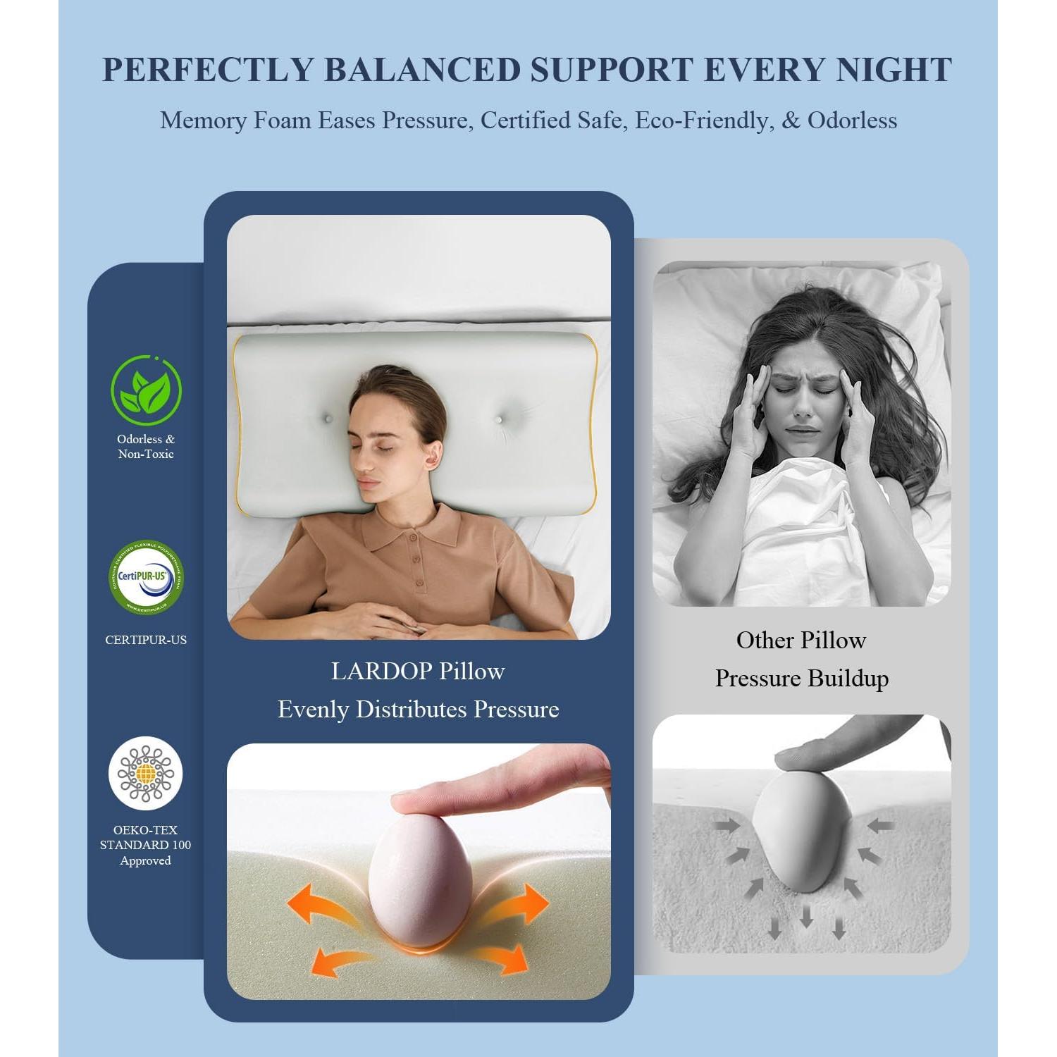 Almohada Cervical Lardop de Espuma de Memoria 60x35cm