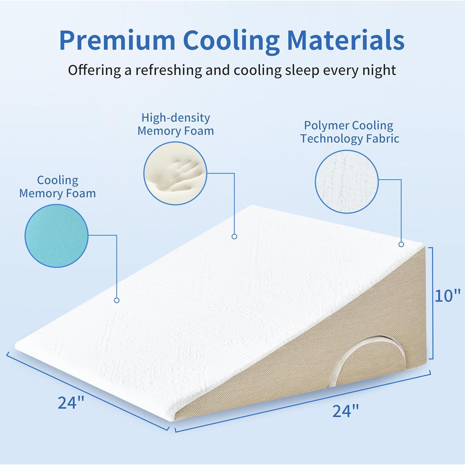 Almohada Cuña Espuma Viscoelástica Refrigerante Bedtter 61x61x25cm