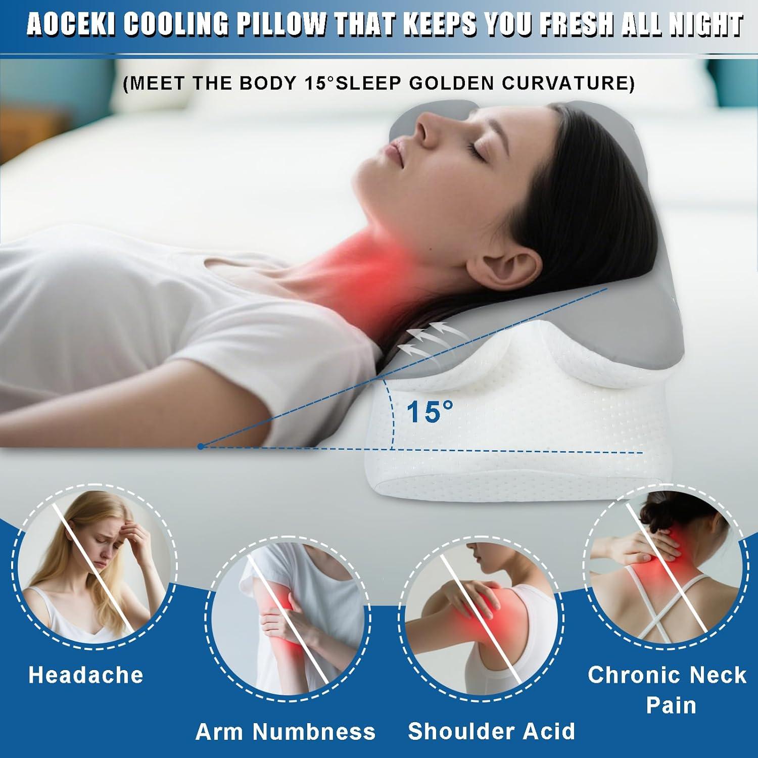 Almohada Ergonómica Enfriadora Aoceki Espuma Viscoelástica Rey