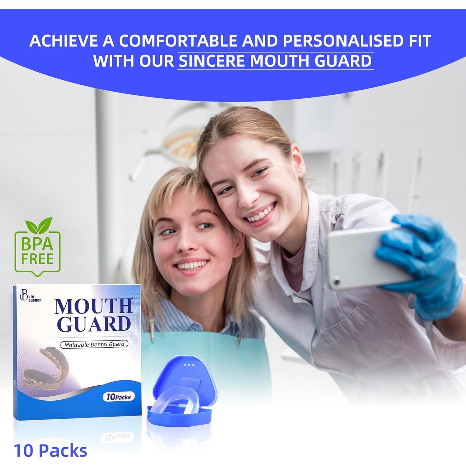 Paquete de 10 Protectores Bucales Moldables Buluoushen para Bruxismo