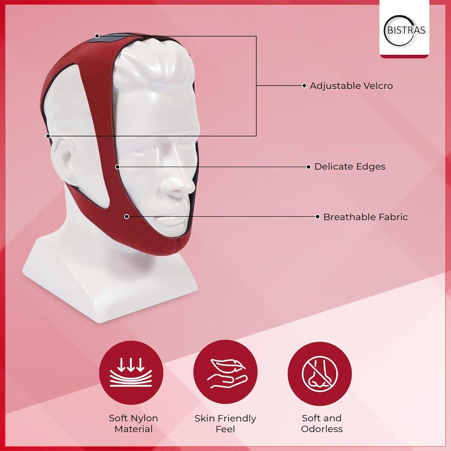 Correa para Barbilla Bistras Ruby Ajustable Anti-Ronquido Grande