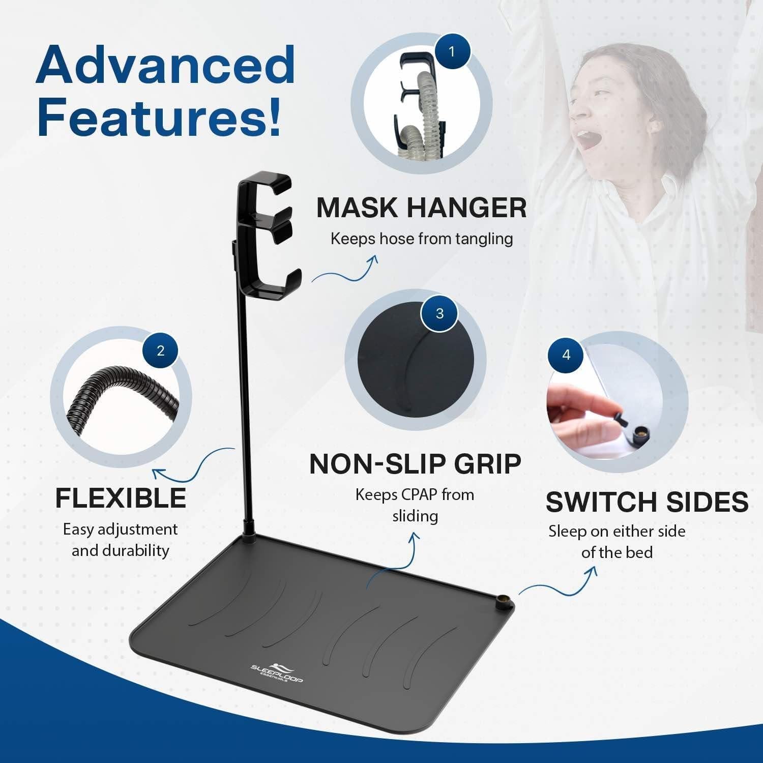 Soporte para Manguera CPAP Esenciales - Alfombra Organizador Negro