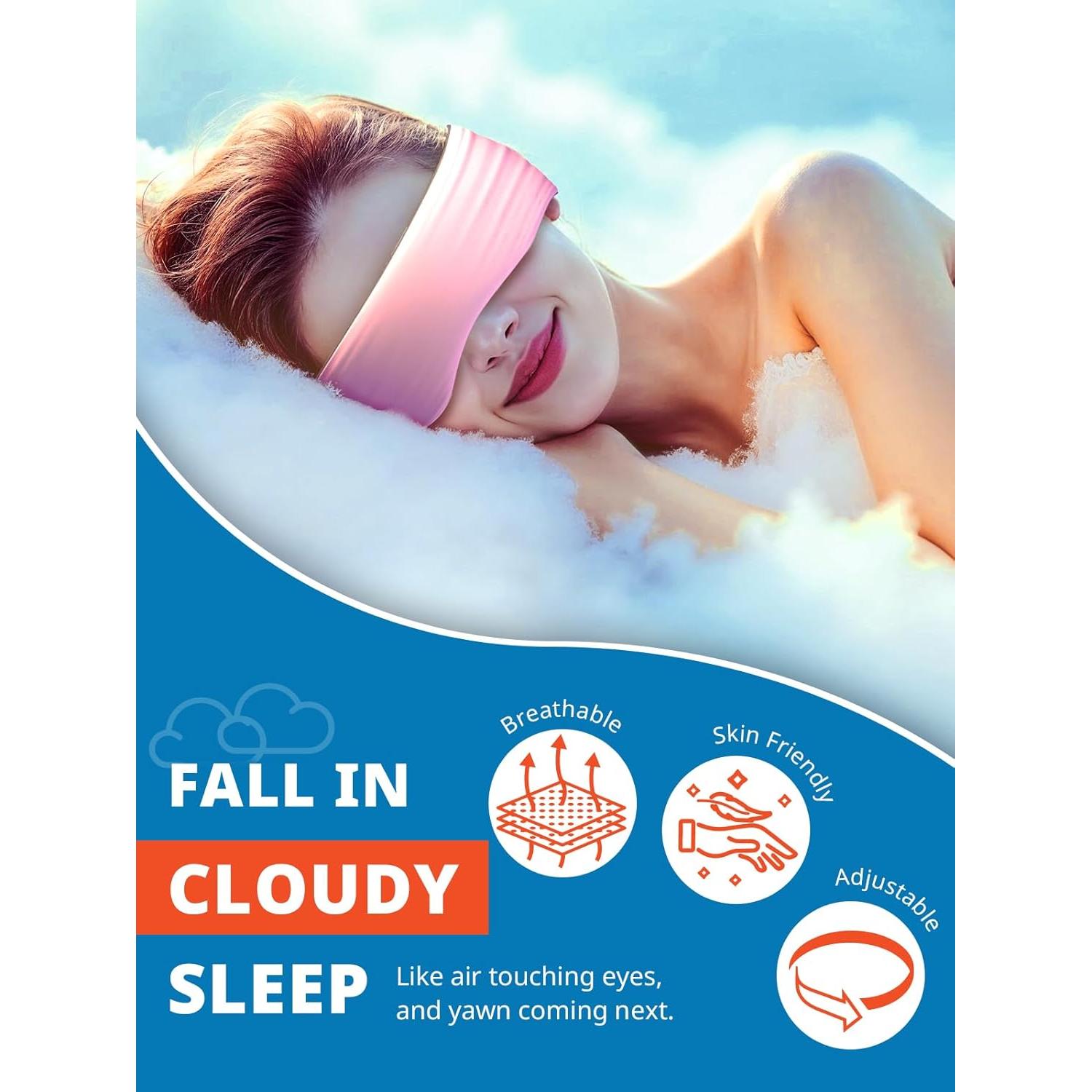 Máscara para dormir SARISUN rosa con correa ajustable y blackout