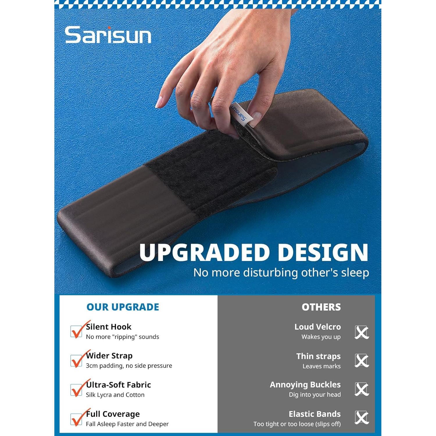 Máscara para dormir SARISUN rosa con correa ajustable y blackout