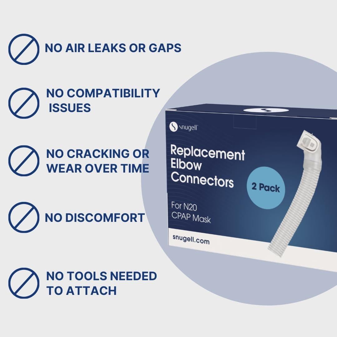 Conector de codo CPAP Snugell para ResMed AirFit N20 - 2 unidades
