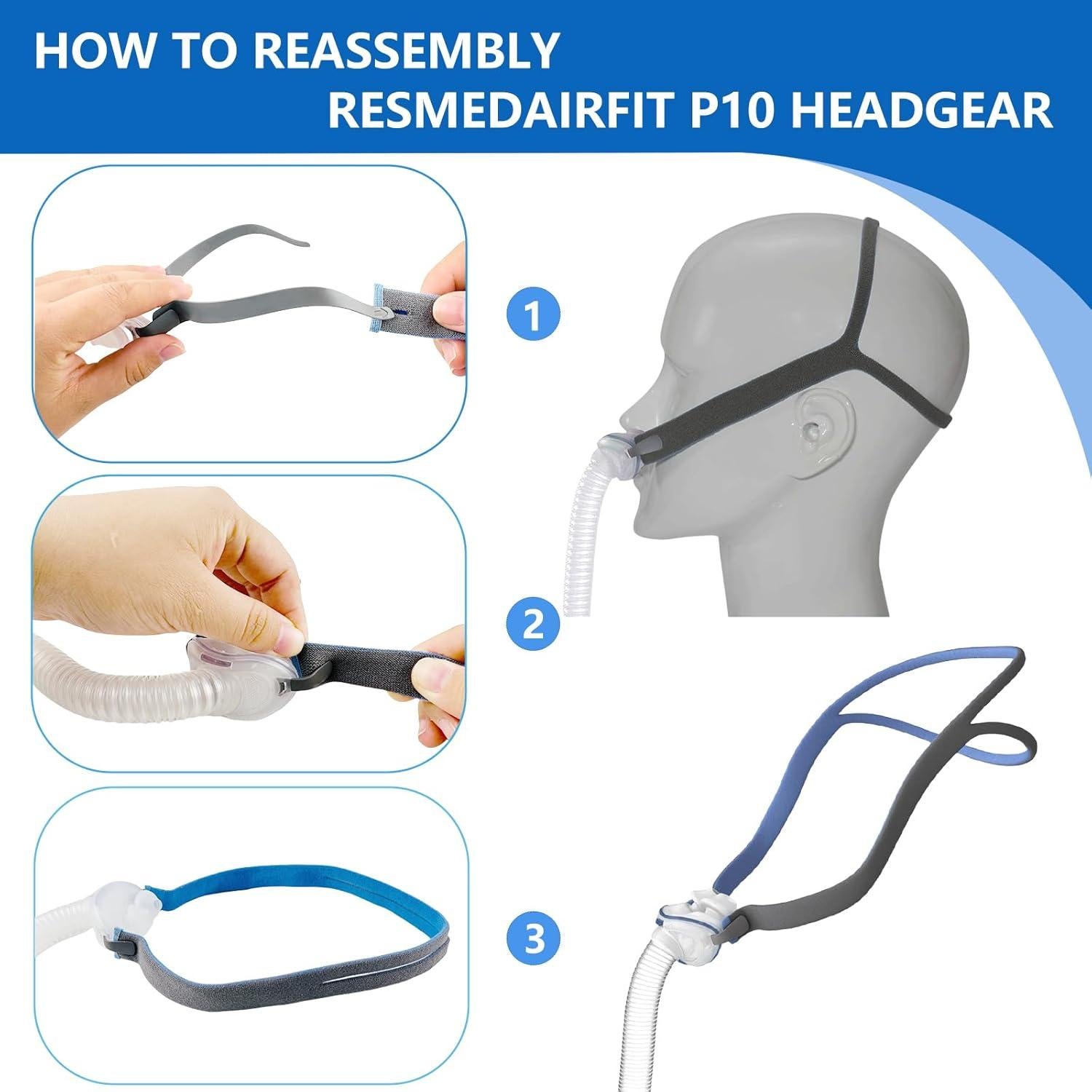 Correa de Cabeza YUANXUN para Máscara CPAP AirFit P10 - 2 Pack