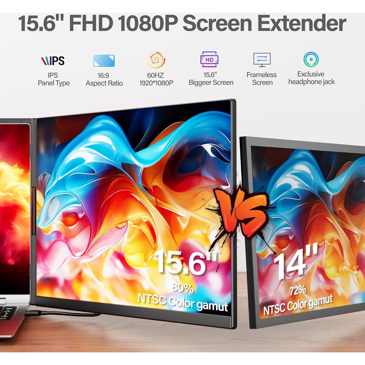 Extensor de Pantalla Doble AetherSpark 15.6" FHD 1080P