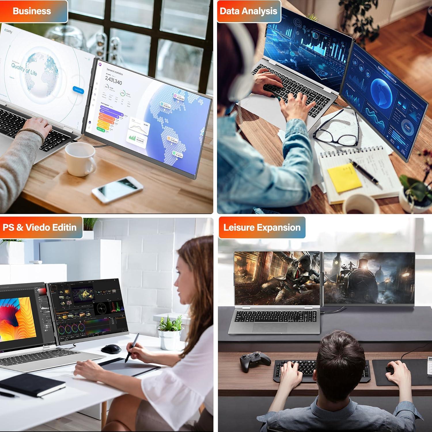 Extensor de Pantalla Doble AetherSpark 15.6" FHD 1080P