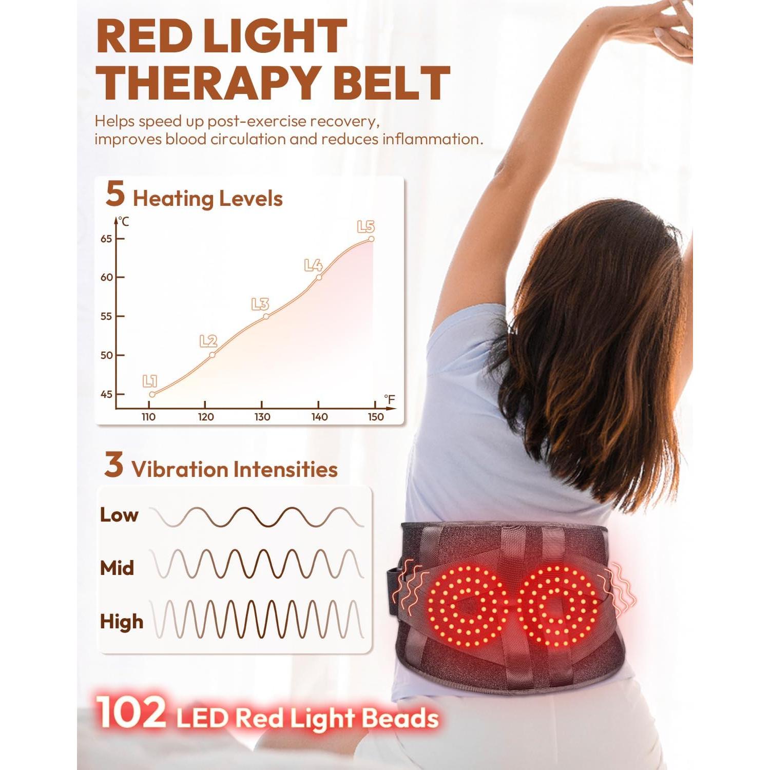 Cinturón de Terapia de Luz Roja Inalámbrico OVIMAZ con Masaje