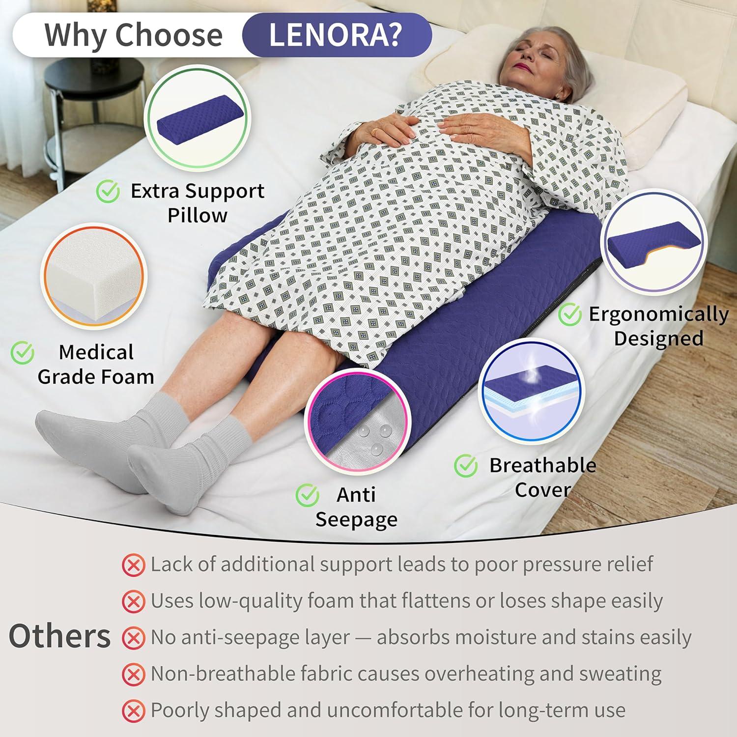 Juego de Almohadas Antideslizantes Lenora para Úlceras - 68.6x33.8 cm