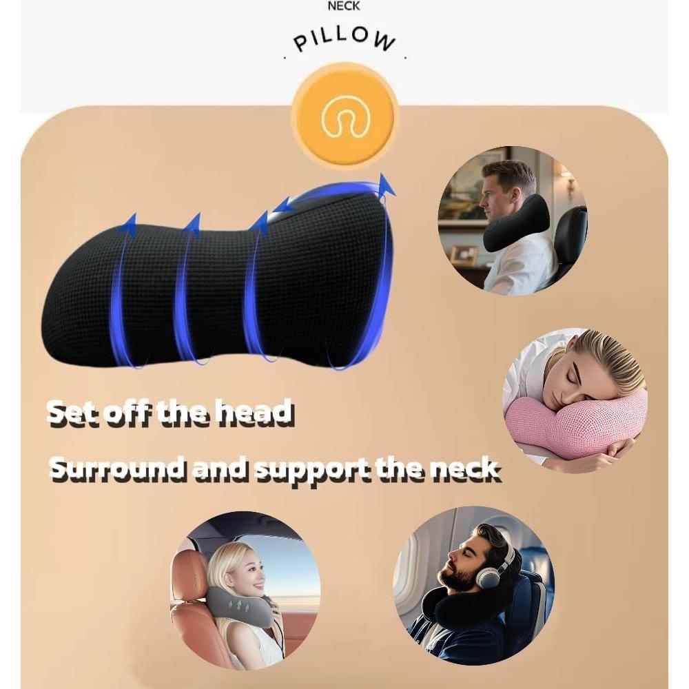 Almohada de Viaje Genérico Espuma con Memoria Negra 38 cm