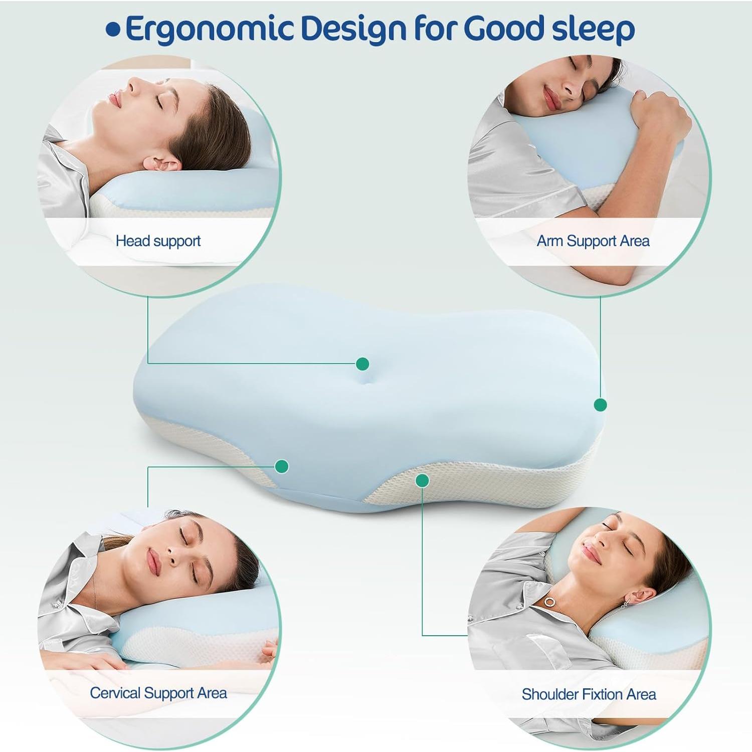 Almohada Cervical Ergonómica JOYENERGY Azul Espuma Viscoelástica