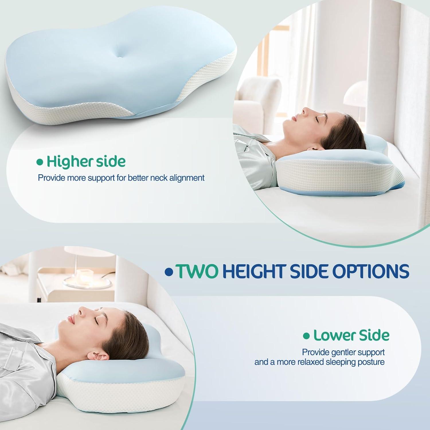 Almohada Cervical Ergonómica JOYENERGY Azul Espuma Viscoelástica