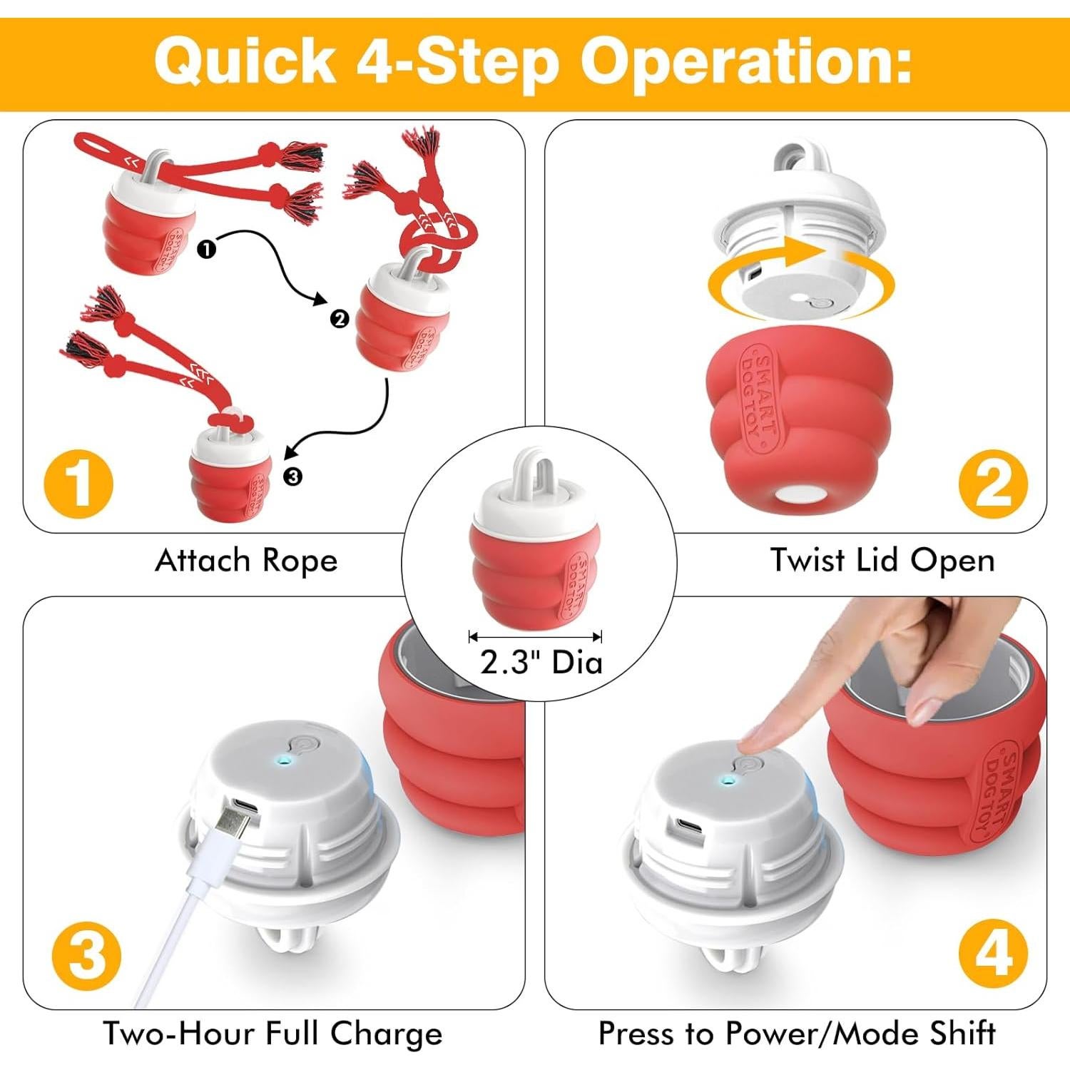 Pelota Interactiva para Perros BUPIHUKA - Juguete Eléctrico Rojo