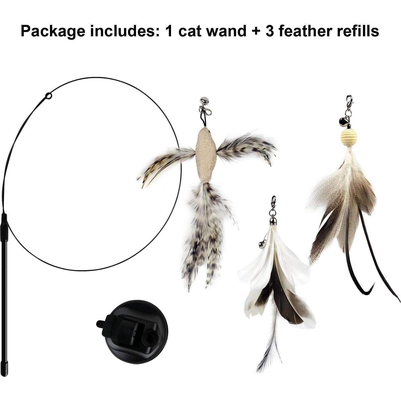 Varita para Gatos TTCAT con Ventosa y 3 Recambios de Plumas