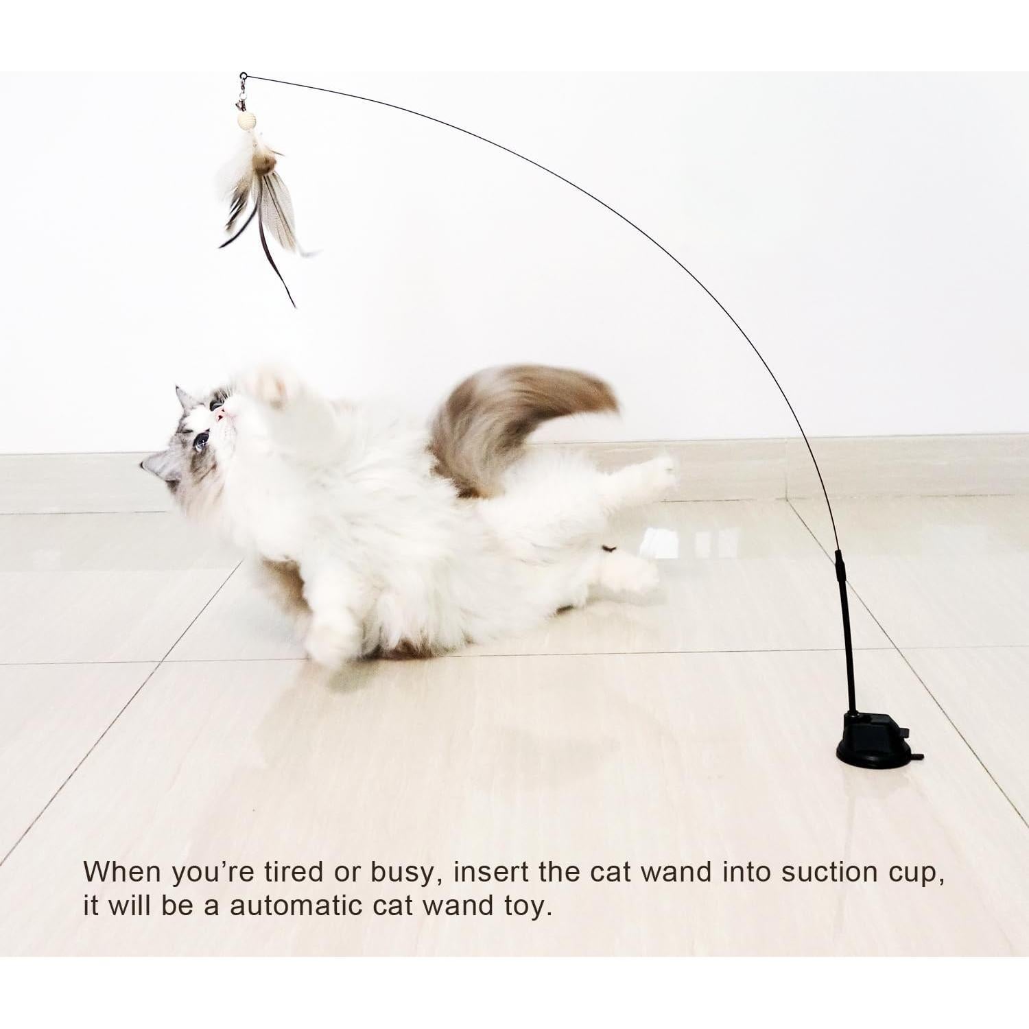 Varita para Gatos TTCAT con Ventosa y 3 Recambios de Plumas