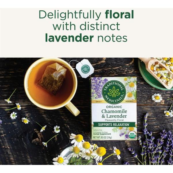 Té de hierbas orgánico Traditional Medicinals 16 bolsas manzanilla lavanda