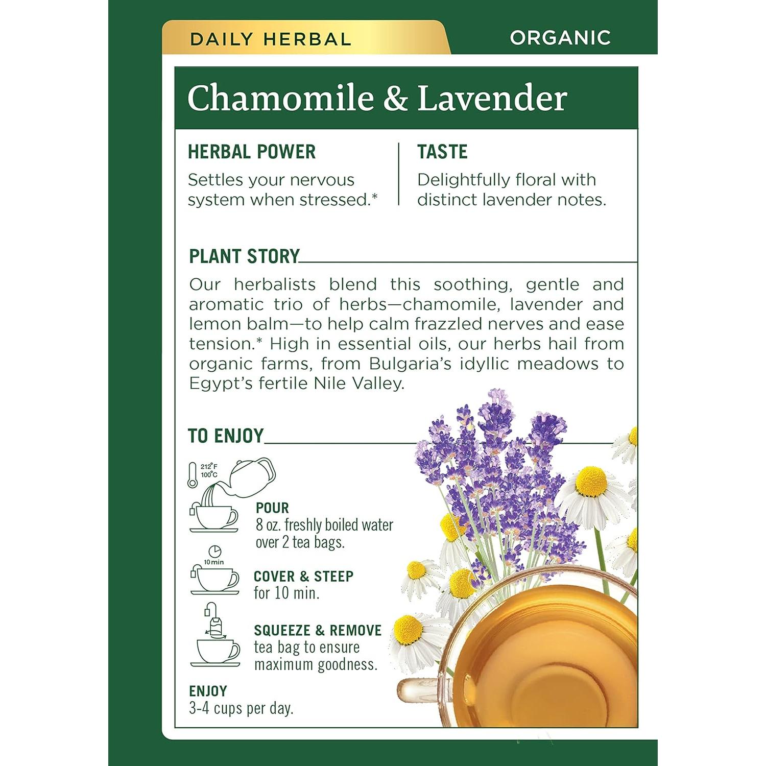 Té de hierbas orgánico Traditional Medicinals 16 bolsas manzanilla lavanda