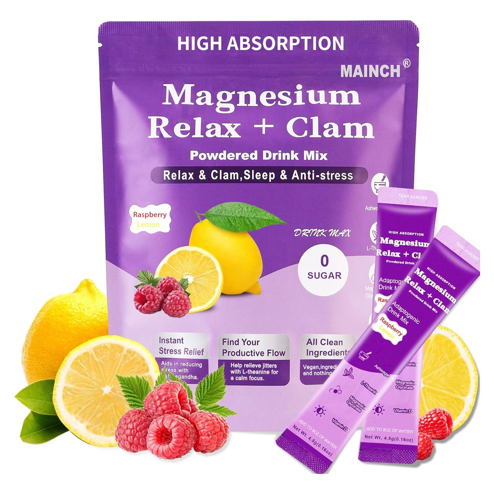 Polvo de Magnesio Calmante Natural Calm - 90.7g, L-Theanine, Ashwagandha