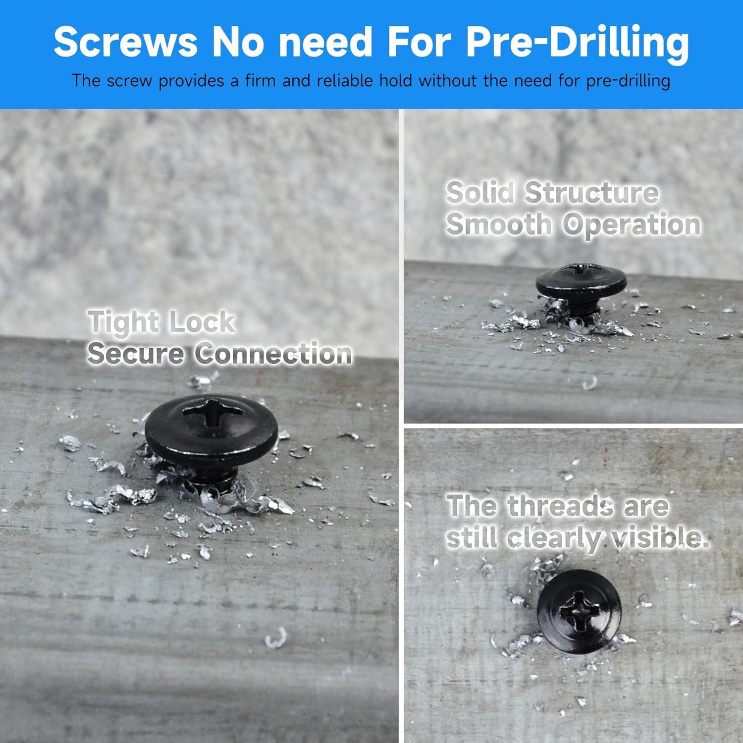 100 Tornillos Autoperforantes #8 x 2.54 cm Marysino Negros