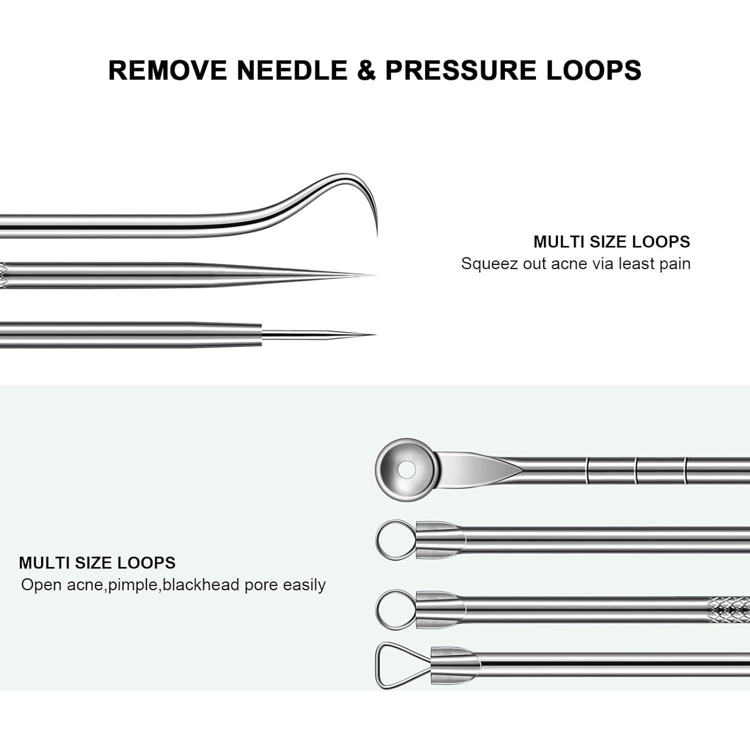 Professional Stainless Steel Acne Needle Kit - 4-Piece Blackhead & Pimple Extractor Set for Acne, Comedones & Blemish Removal - Skin Care Tools.