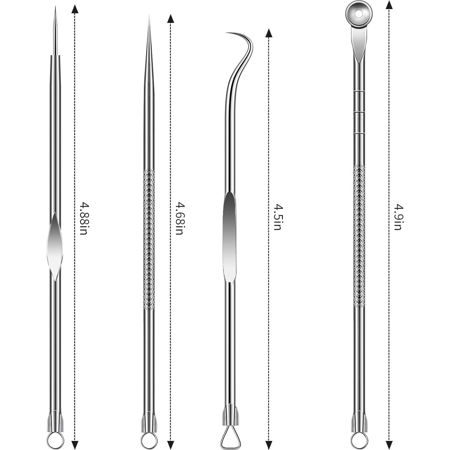 Professional Stainless Steel Acne Needle Kit - 4-Piece Blackhead & Pimple Extractor Set for Acne, Comedones & Blemish Removal - Skin Care Tools.