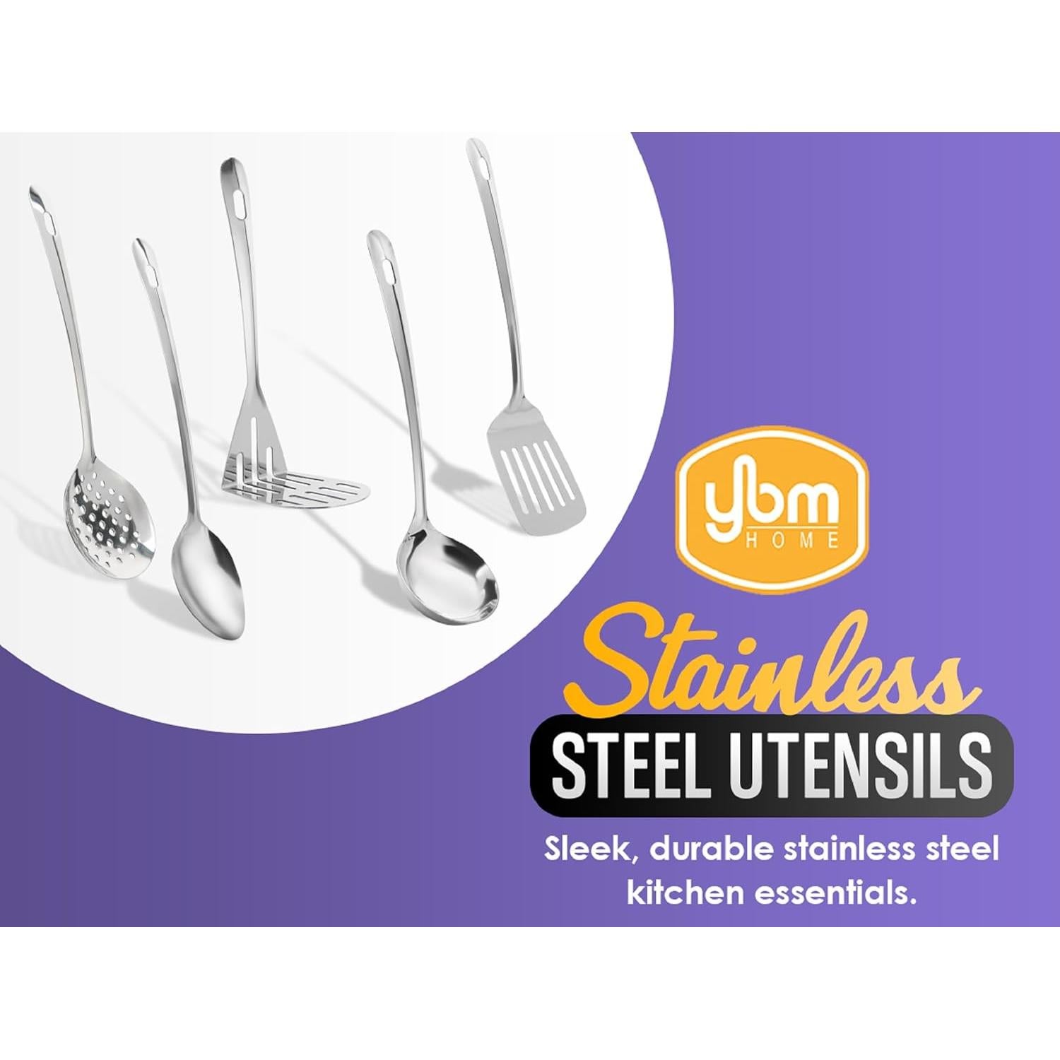 Cuchara Ranurada YBM HOME de Acero Inoxidable 33 cm