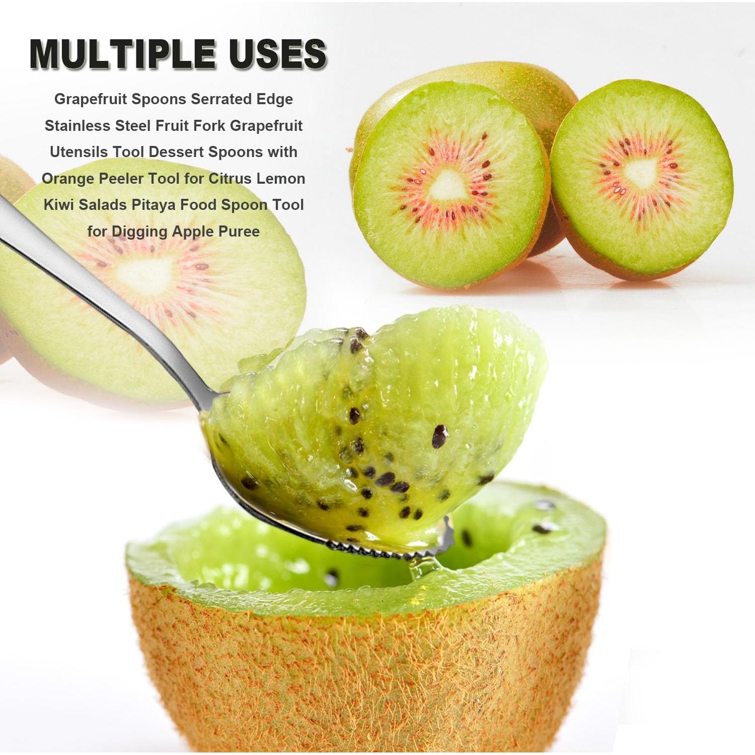 Cucharas de Pomelo y Cuchillo de Frutas Ralleyfun Acero Inoxidable