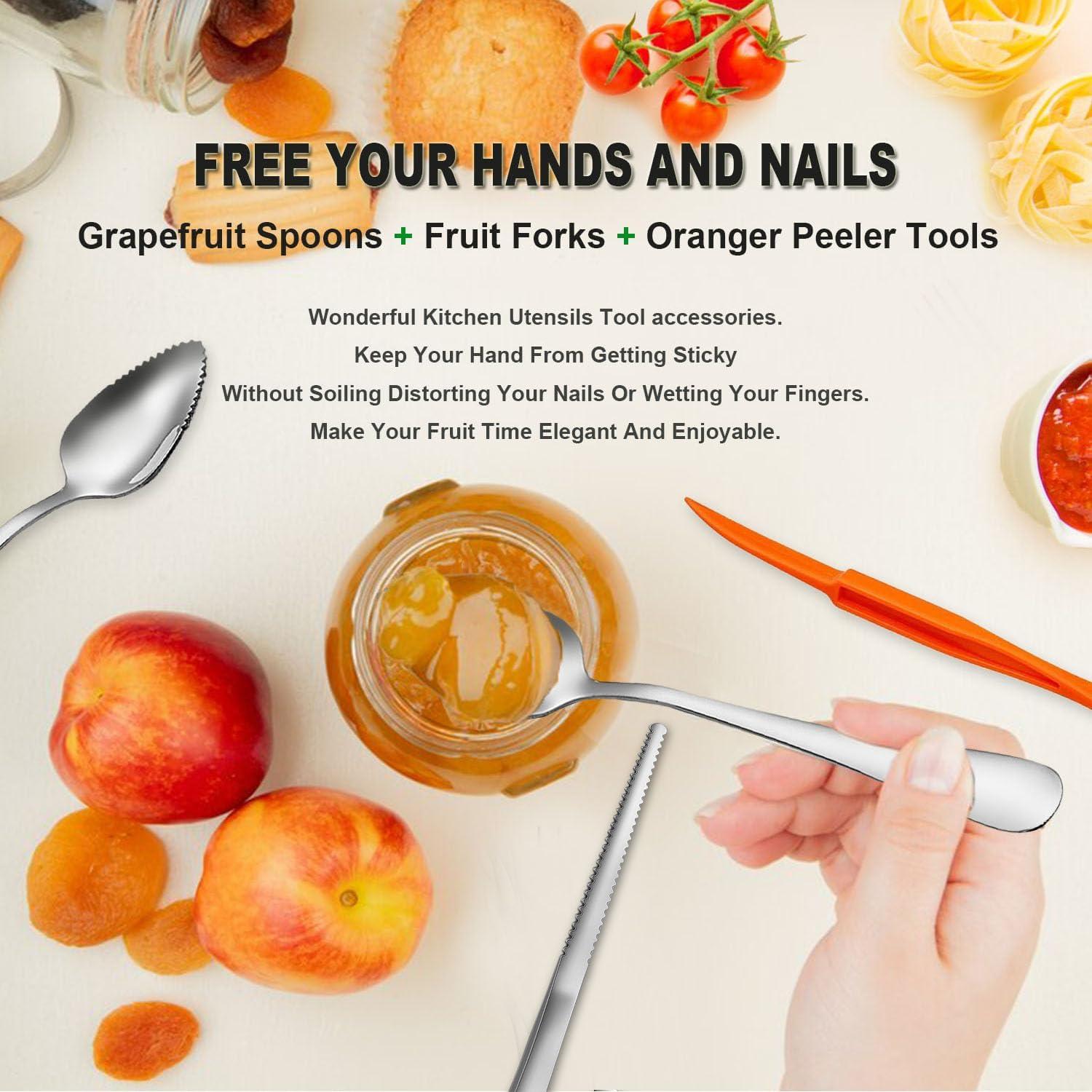 Cucharas de Pomelo y Cuchillo de Frutas Ralleyfun Acero Inoxidable
