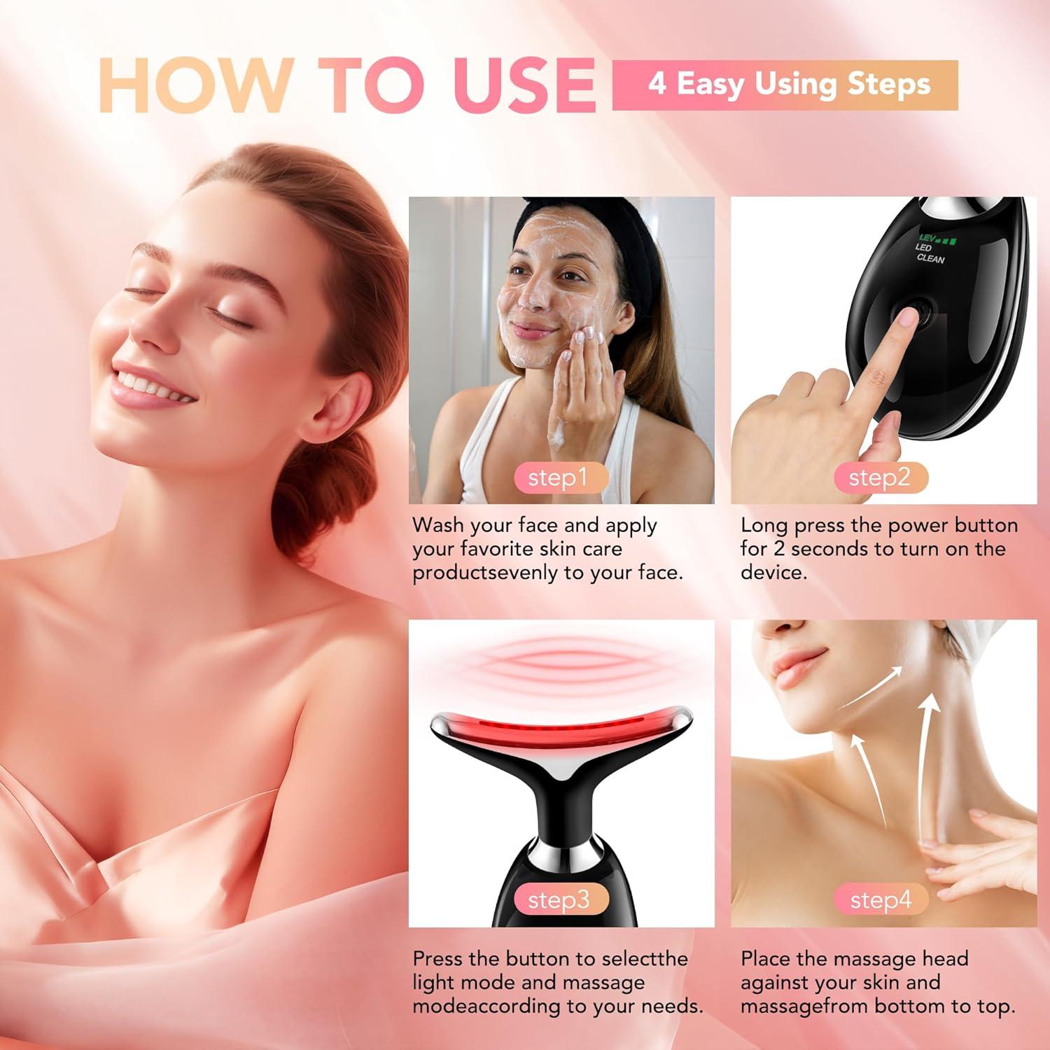 Masajeadora Facial Scopck con Luz Roja y 3 Modos - Negro